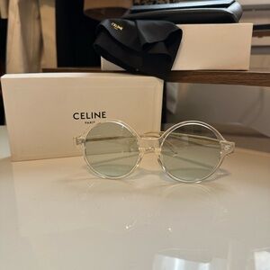 Celine Clear Frame Round Sunglasses